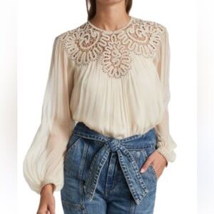 JONATHAN SIMKHAI Melanie Textured Cotton-Silk Blouse XS